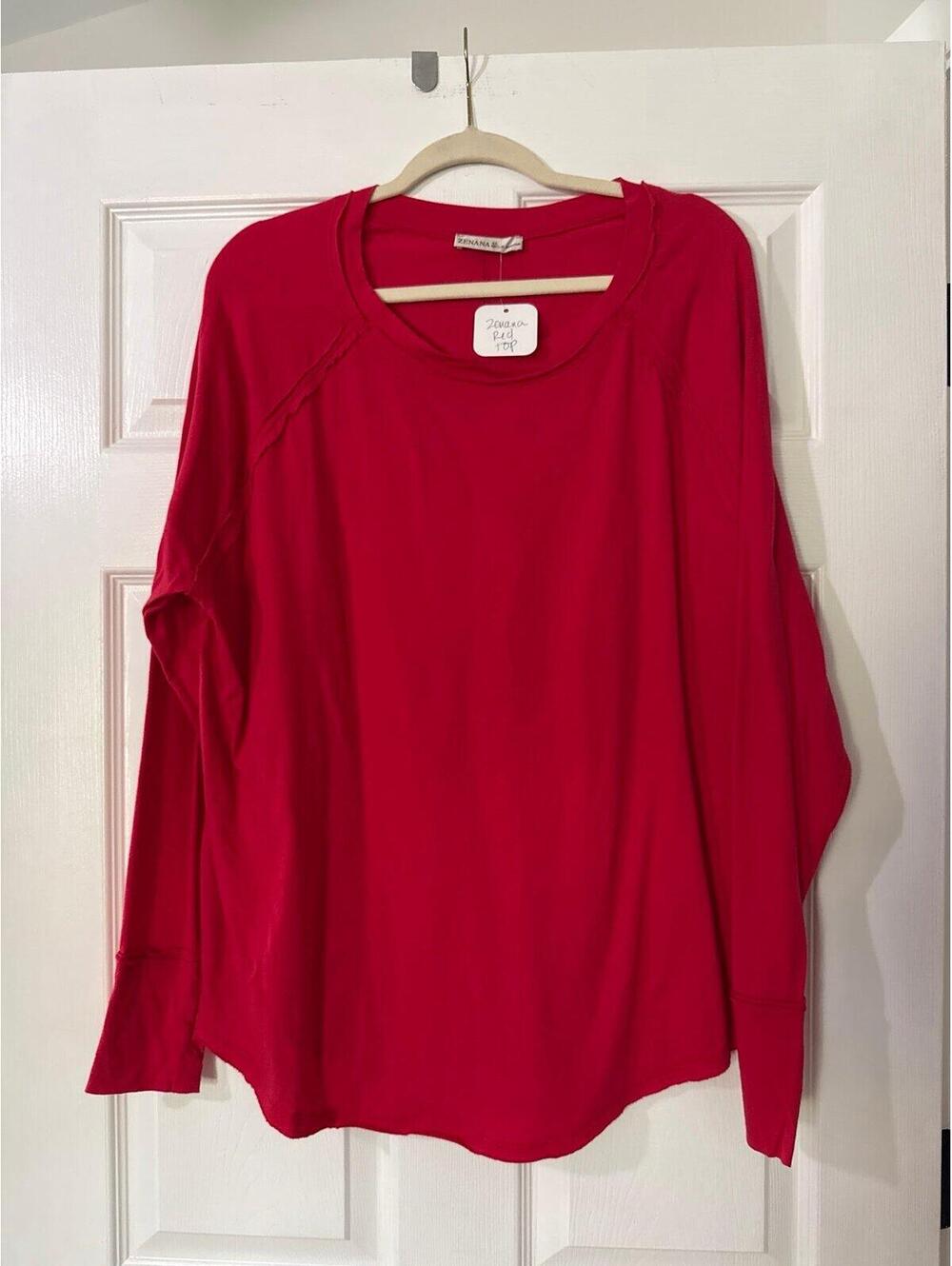 Zenana Red long sleeve t-shirt boutique XLarge NWT